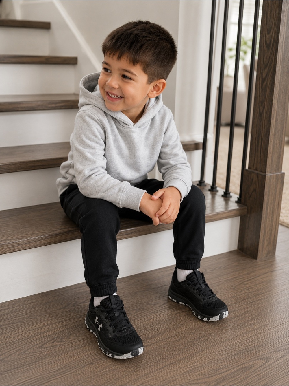 Under Armour Kids Black Sneakers with White Accent